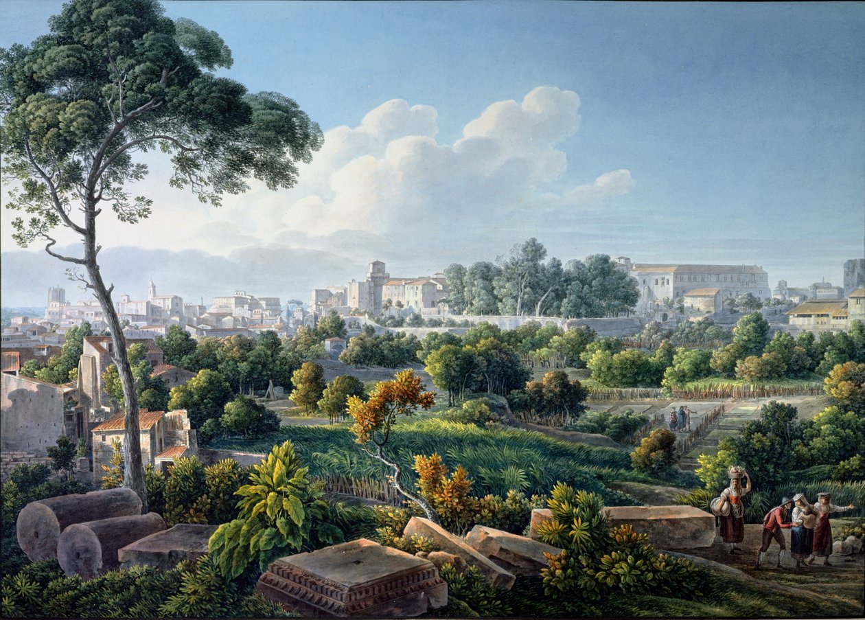 Pohled na pahorek Esquiline, Řím, kolem roku 1800 od Louis Francois Cassas