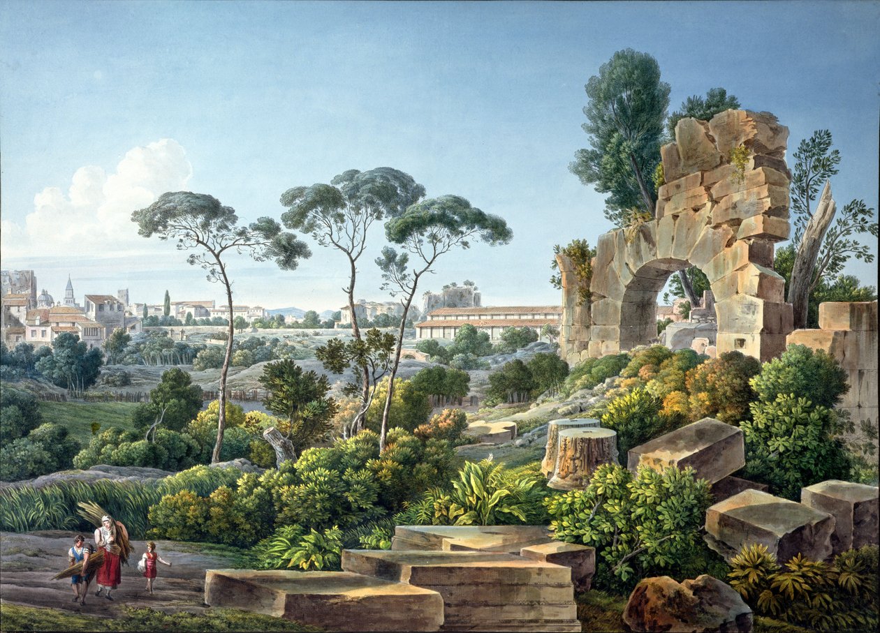 Pohled na kopec Esquiline, Řím, c.1800 od Louis Francois Cassas
