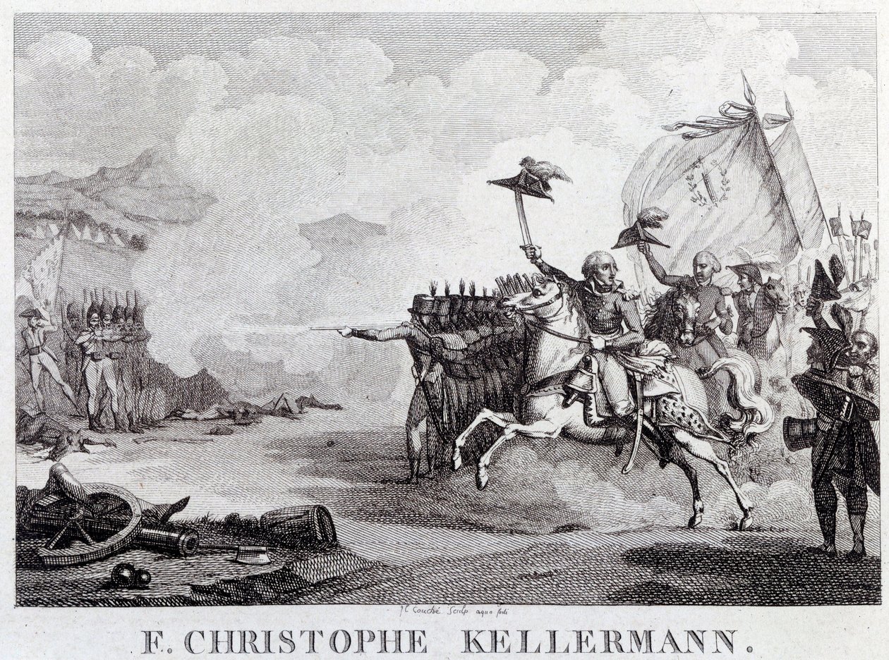 Francouzská revoluce: „“ generál a marechál Francois Christophe Kellermann (1735-1820) během bitvy u Valmy dne 20. září 1792““ Rytina Louis Francois Couche (1782-1849) Paříž 18. století, Musee Carnavalet od Louis Francois Couche