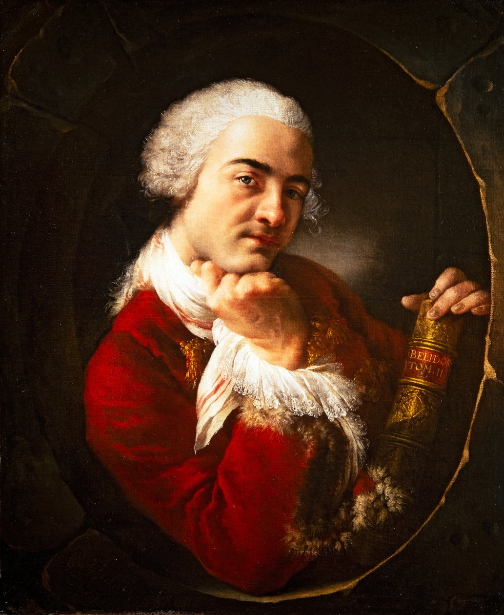 Portrét muže držícího dílo od Belidora od Louis Gabriel Blanchet