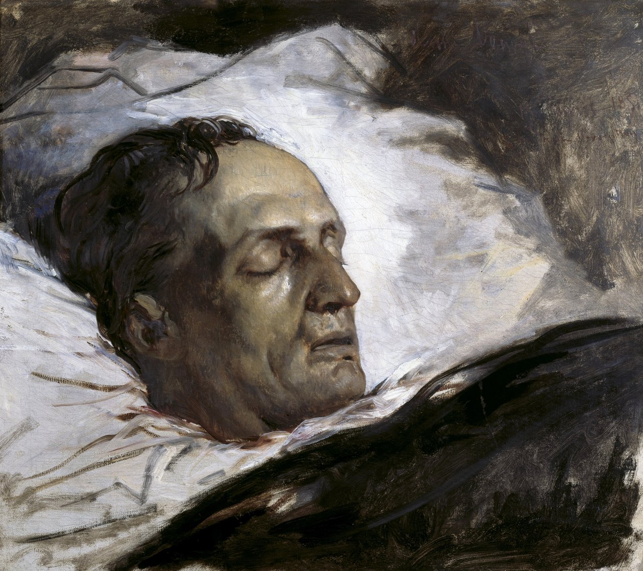 Hlava popraveného muže (Remy Bomal). 1870-80s (olej na plátně) od Louis Galue