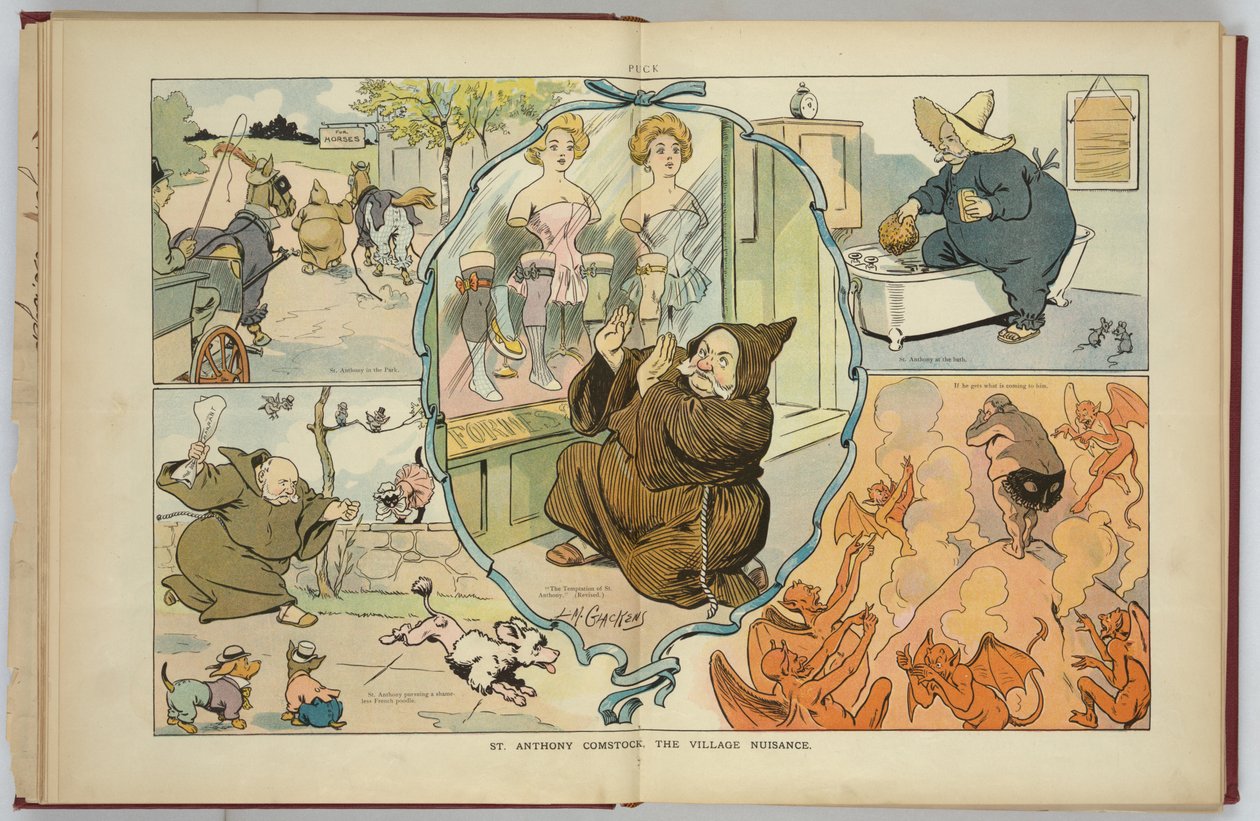 Anthony Comstock, Village Nuisance z časopisu Puck (foto) od Louis Glackens
