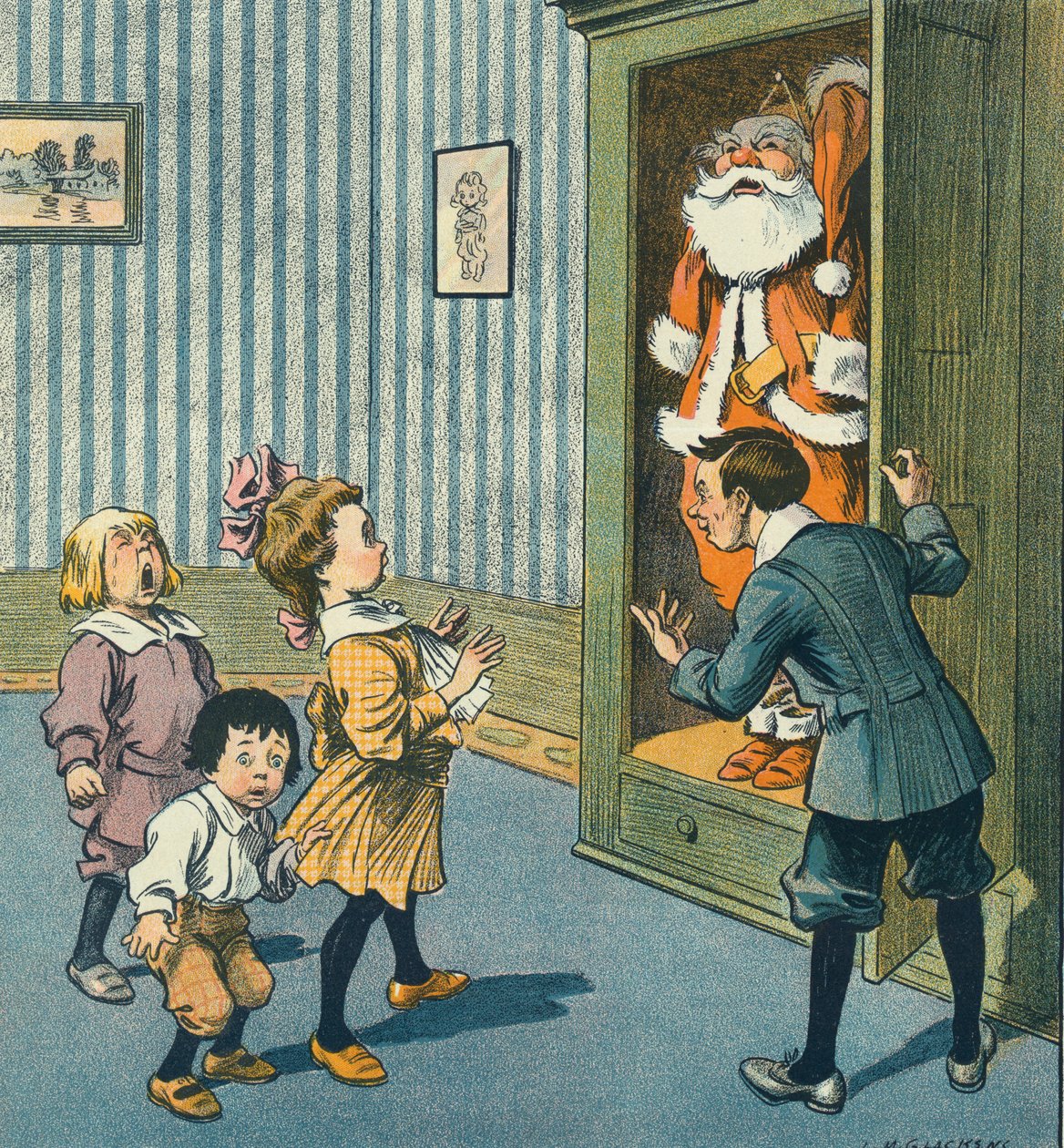 Santa Discovered in the Closet, 20. století (tisk) od Louis Glackens