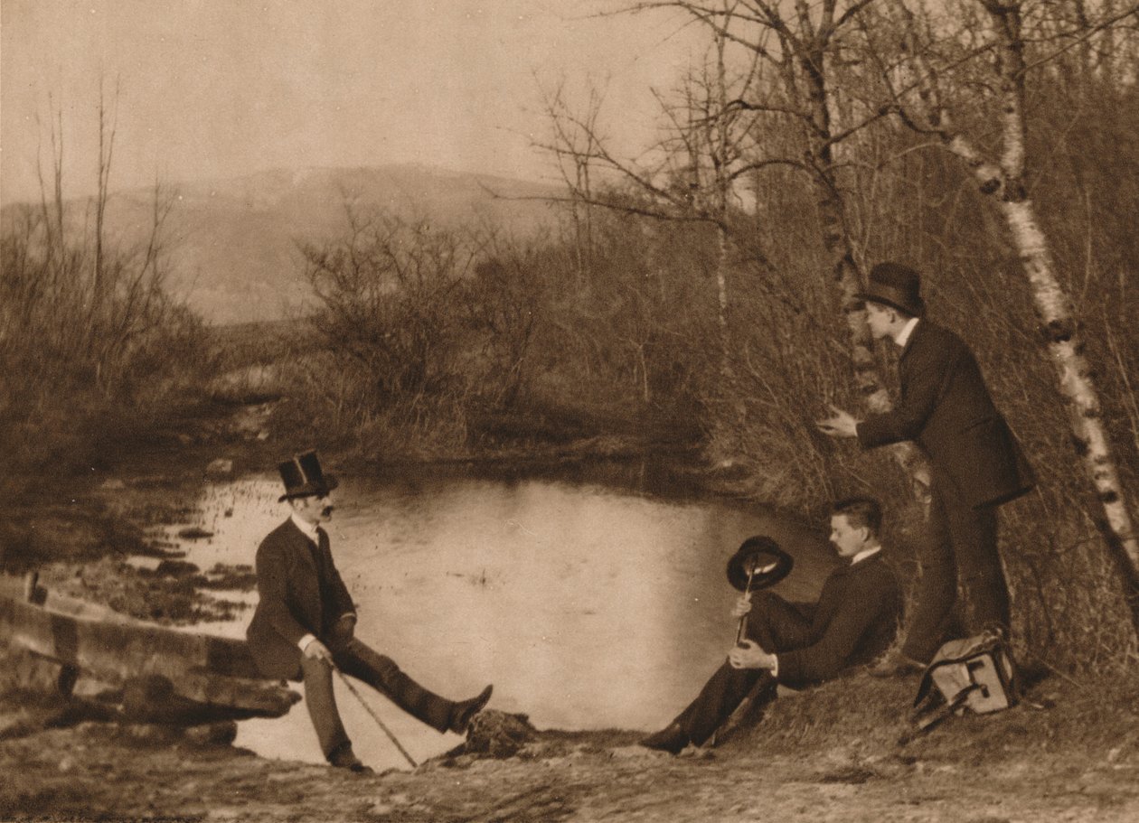 Tři muži u rybníka, 1937 od Louis Guichard