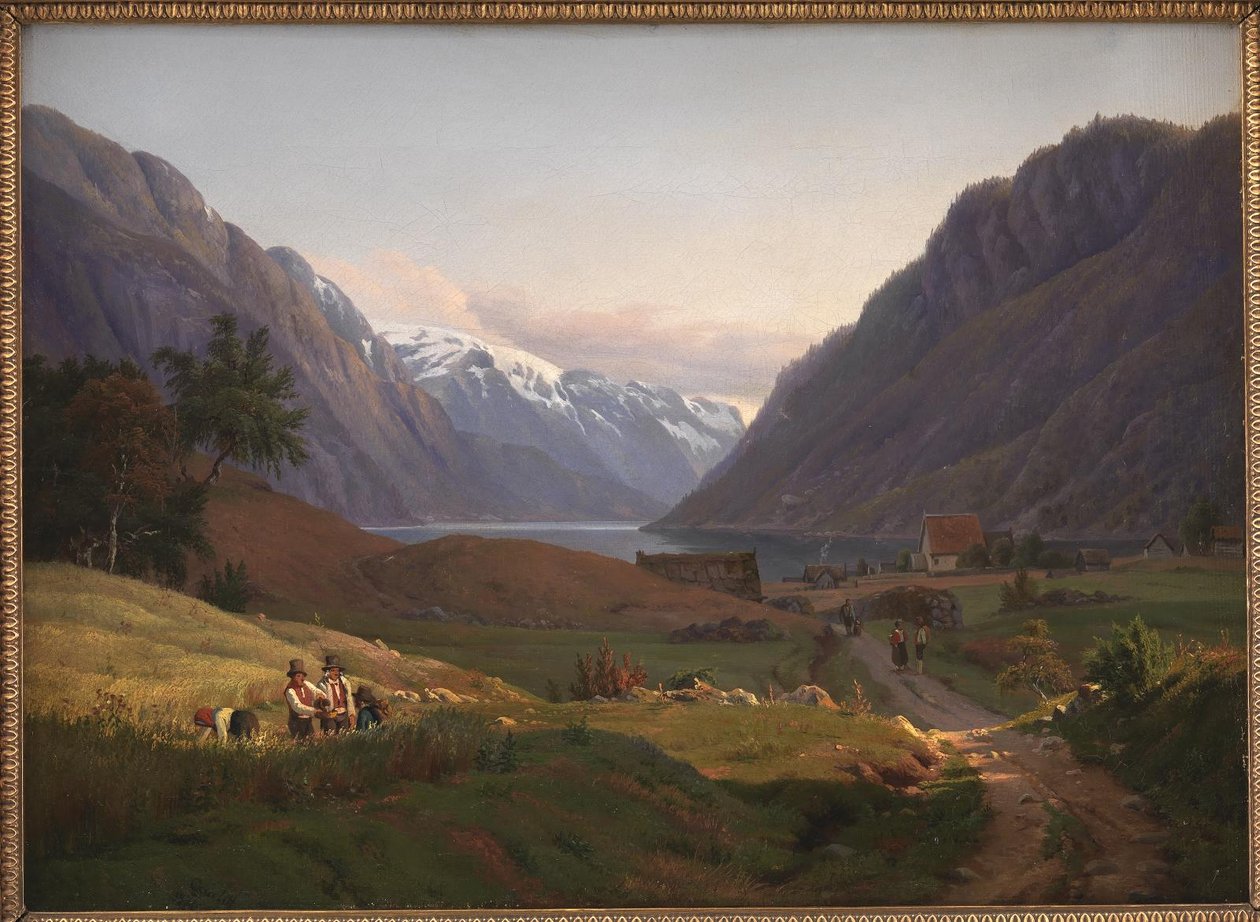 Pohled na Odda u fjordu Sør v norském Hardangeru. Ranní světlo od Louis Gurlitt