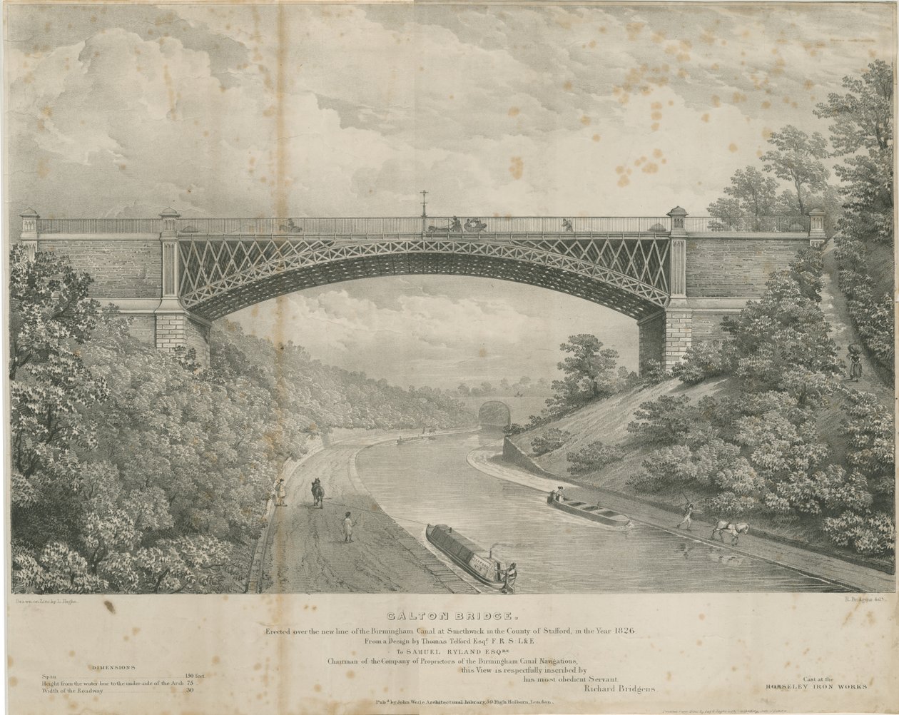 Calton Bridge: zinková litografie, nd [1826] od Louis Haghe