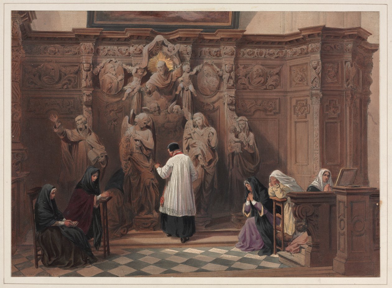 Zpovědnice, kostel sv. Pavla, Antverpy, 1838. od Louis Haghe