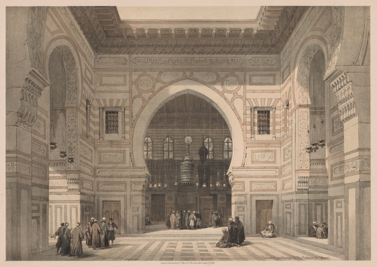 Egypt a Núbie: Svazek III – č. 36, Interiér mešity sultána El Ghoree, 1838. od Louis Haghe