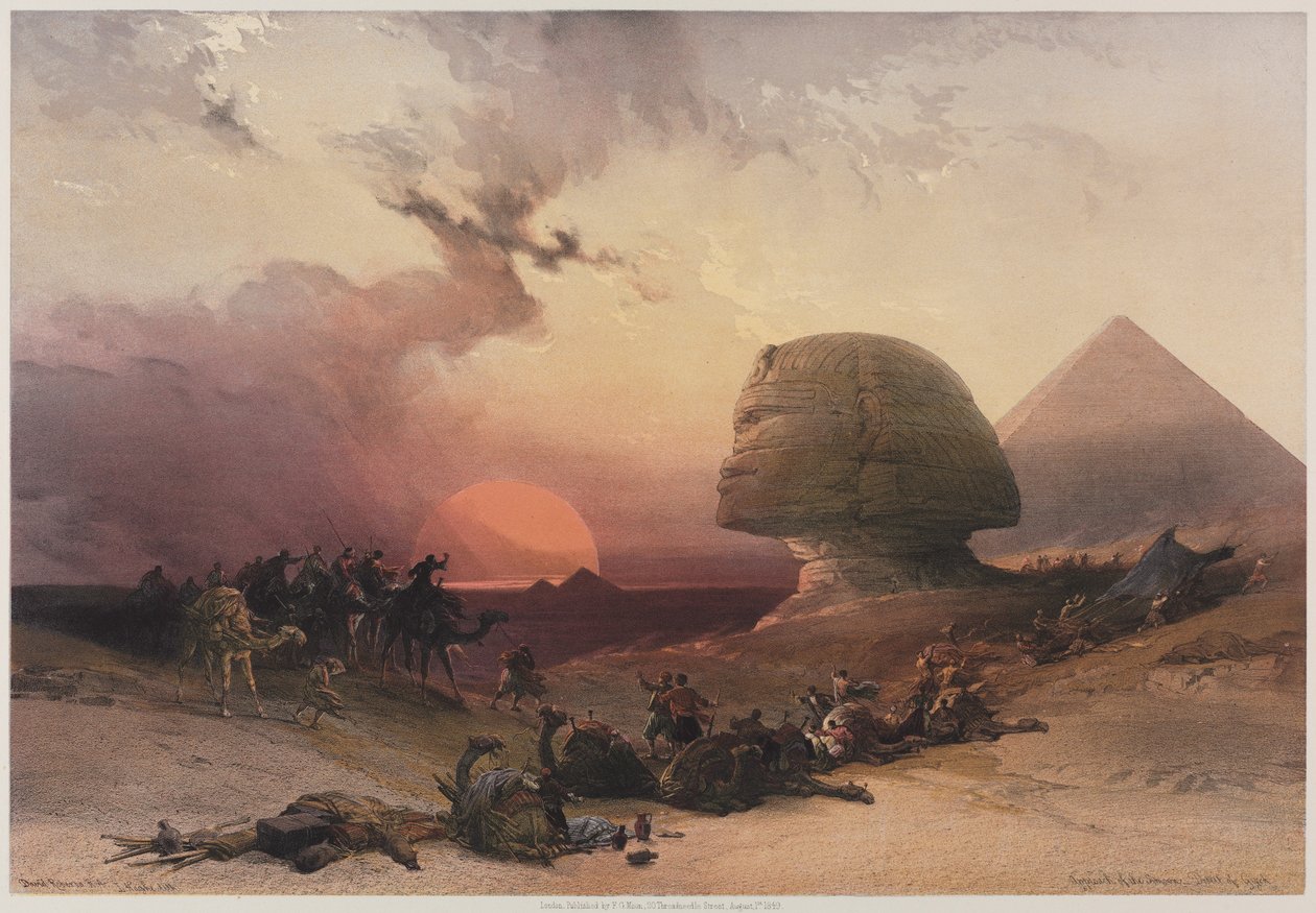 Egypt a Núbie, svazek III: Přístup k poušti Simoon v Gizeh, 1849. od Louis Haghe