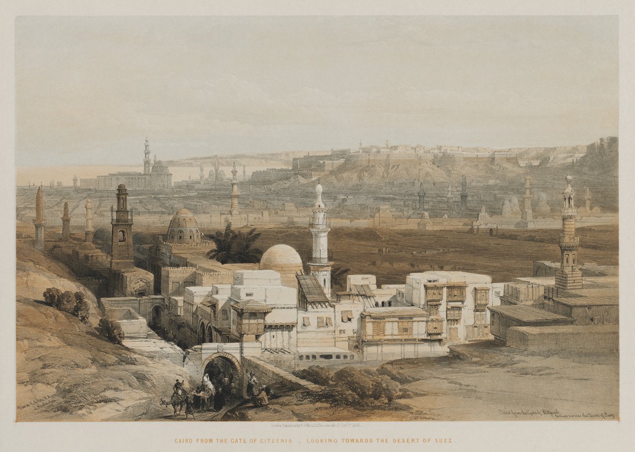 Egypt a Núbie, svazek III: Káhira od brány Citzenib, pohled k Suezské poušti, 18 od Louis Haghe