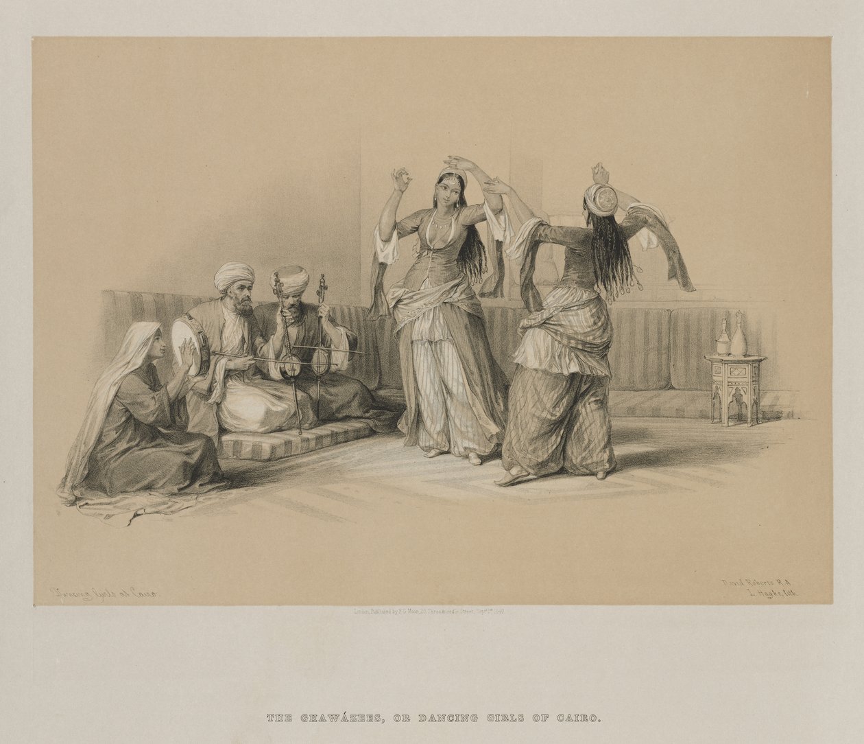 Egypt a Núbie, svazek III: Tančící dívky v Káhiře, 1849. od Louis Haghe