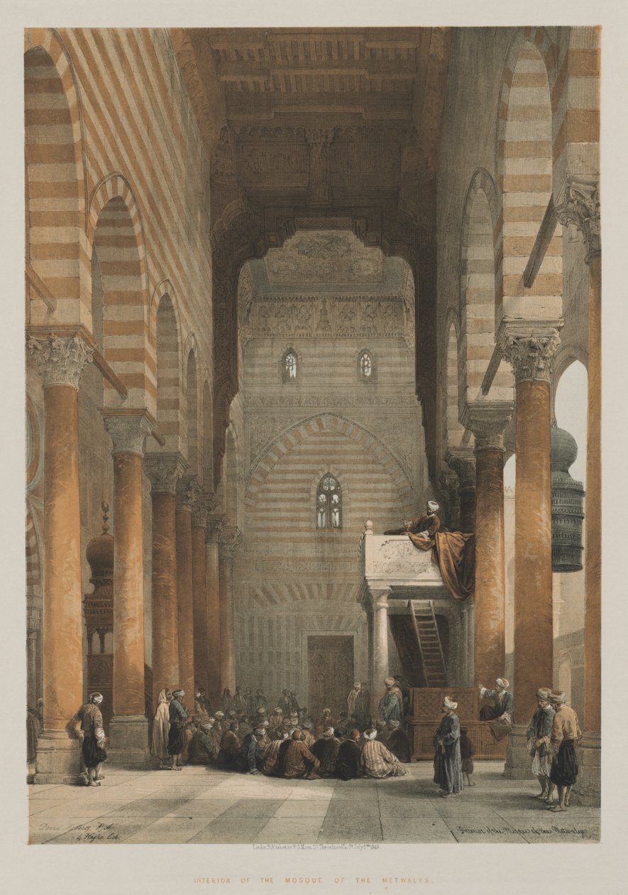 Egypt a Núbie, svazek III: Interiér mešity Metwalyů, 1849. od Louis Haghe