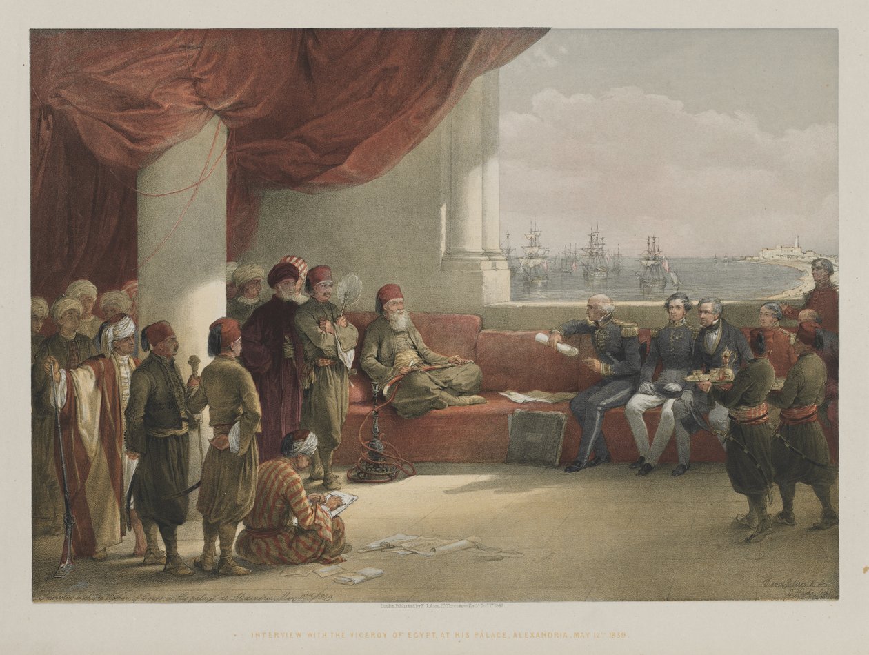 Egypt a Núbie, svazek III: Rozhovor s místokrálem Egypta, v jeho paláci, Alexandrie, 1848. od Louis Haghe