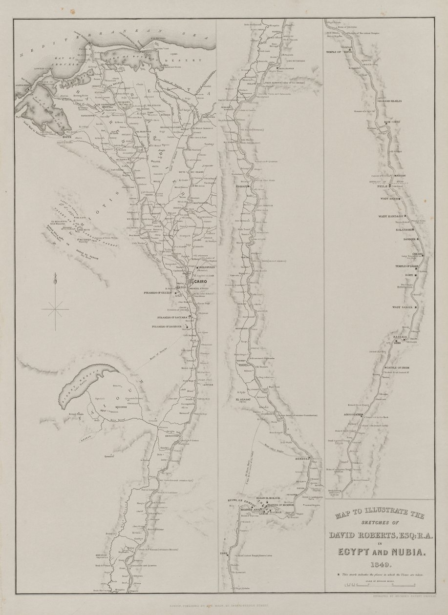 Egypt and Nubia, Volume III: Map to Illustrate the Sketches of David Roberts, Esq...1849, 1849. od Louis Haghe