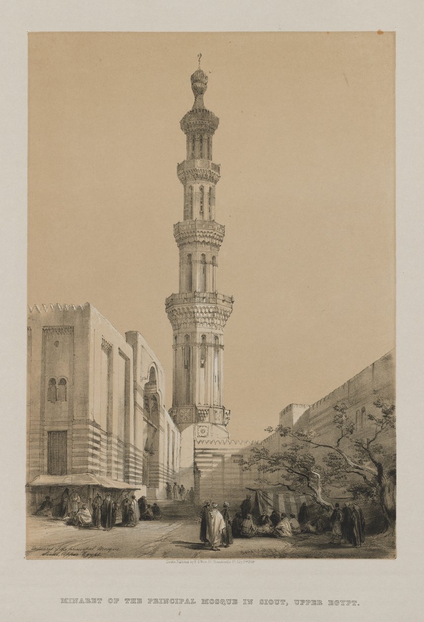 Egypt a Núbie, svazek III: Minaret hlavní mešity Siout, Horní Egypt, 1849. od Louis Haghe