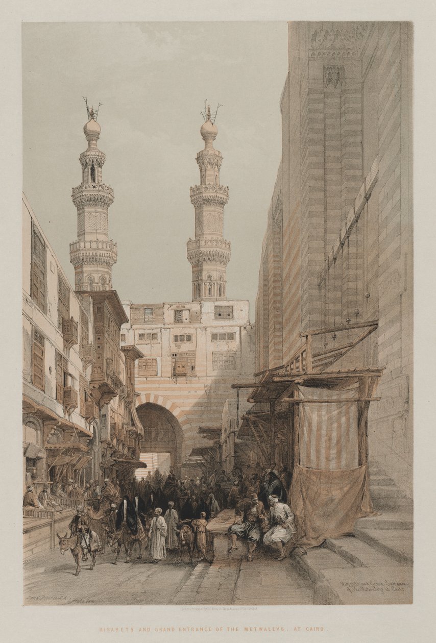 Egypt a Núbie, svazek III: Minarety a velký vchod Metwaleyů, v Káhiře od Louis Haghe
