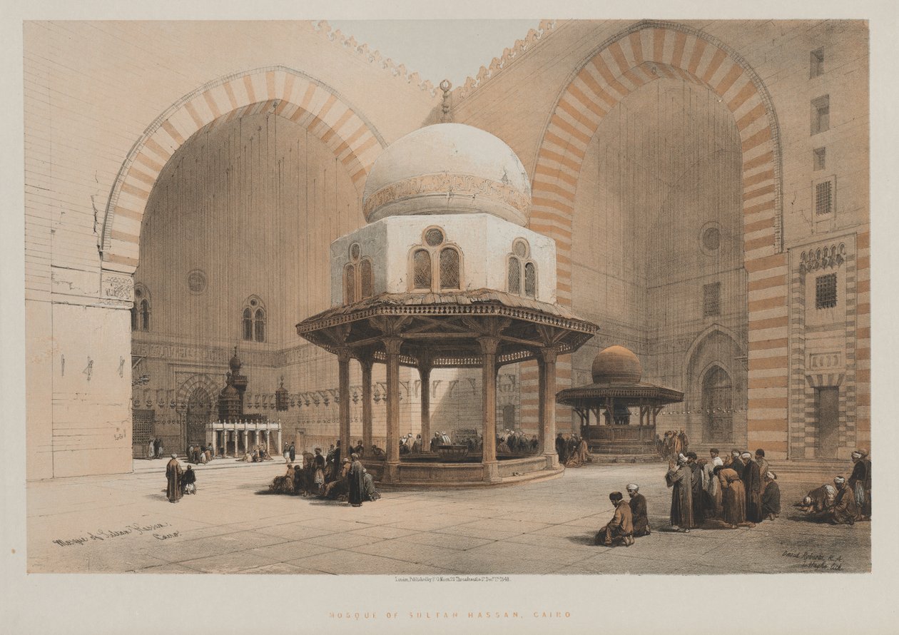Egypt a Núbie, svazek III, mešita sultána Hassana, Káhira, 1848. od Louis Haghe