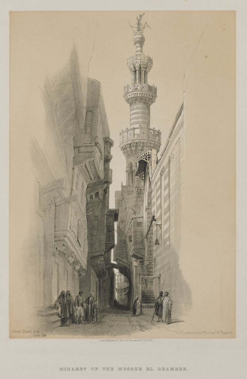 Egypt a Núbie, svazek III: Minaret mešity El Rhamree od Louis Haghe