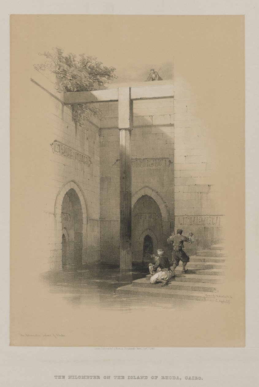 Egypt a Núbie, svazek III: Nilometr. Ostrov Rhoda, 1849. od Louis Haghe