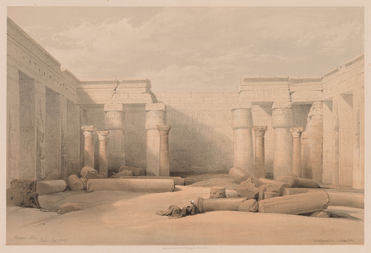 Egypt a Núbie: svazek II – č. 18, Medinet Abou, Théby od Louis Haghe