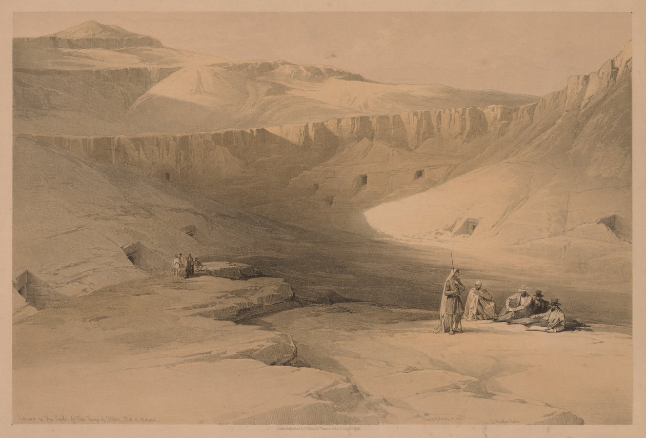 Egypt a Núbie: svazek II – č. 34, Vchod do hrobek králů Théb, 1838. od Louis Haghe