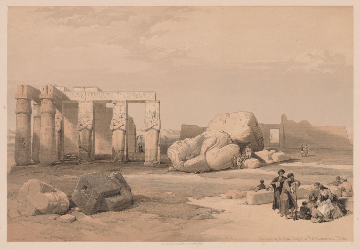 Egypt a Núbie: svazek II – č. 4, Fragmenty velkých kolosů, v Memnoniu, 1838. od Louis Haghe