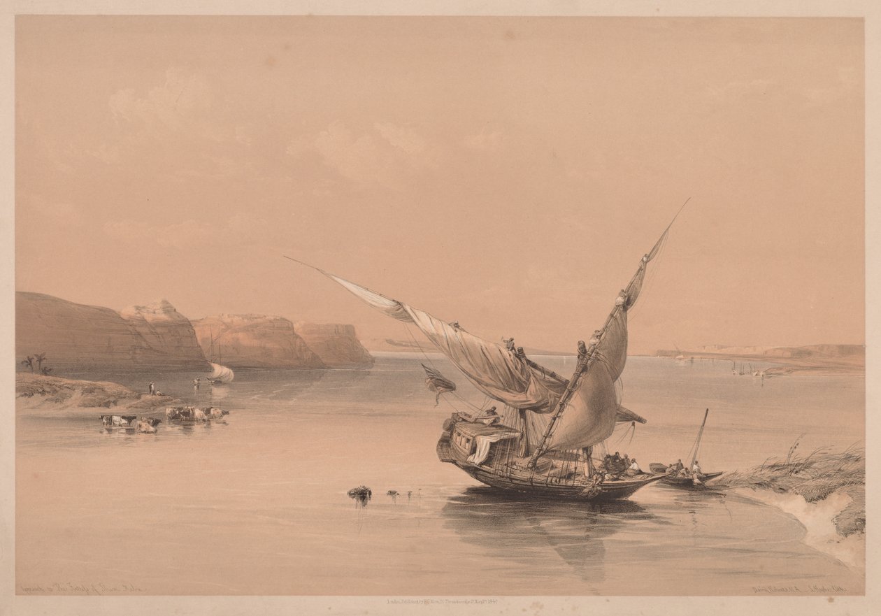 Egypt a Núbie: svazek II – č. 6, Přístup k pevnosti Ibrim, Núbie, 1838. od Louis Haghe