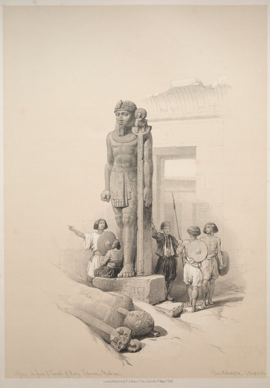 Egypt a Núbie: svazek II – č. 7, Kolosy ve Wady Saboua, 1838. od Louis Haghe