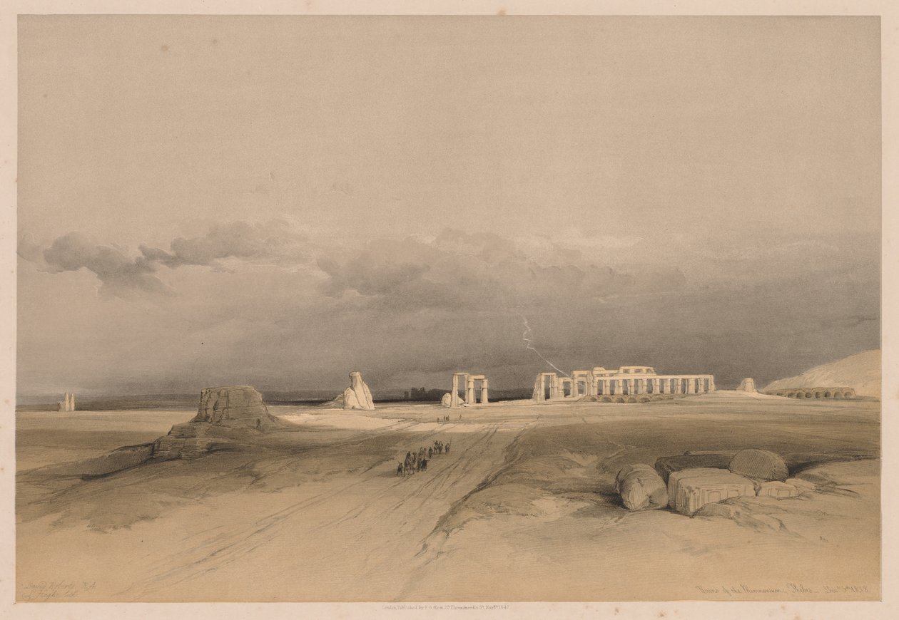 Egypt a Núbie: Svazek II – č. 8, Ruiny Memnonia, Théby, 1838. od Louis Haghe