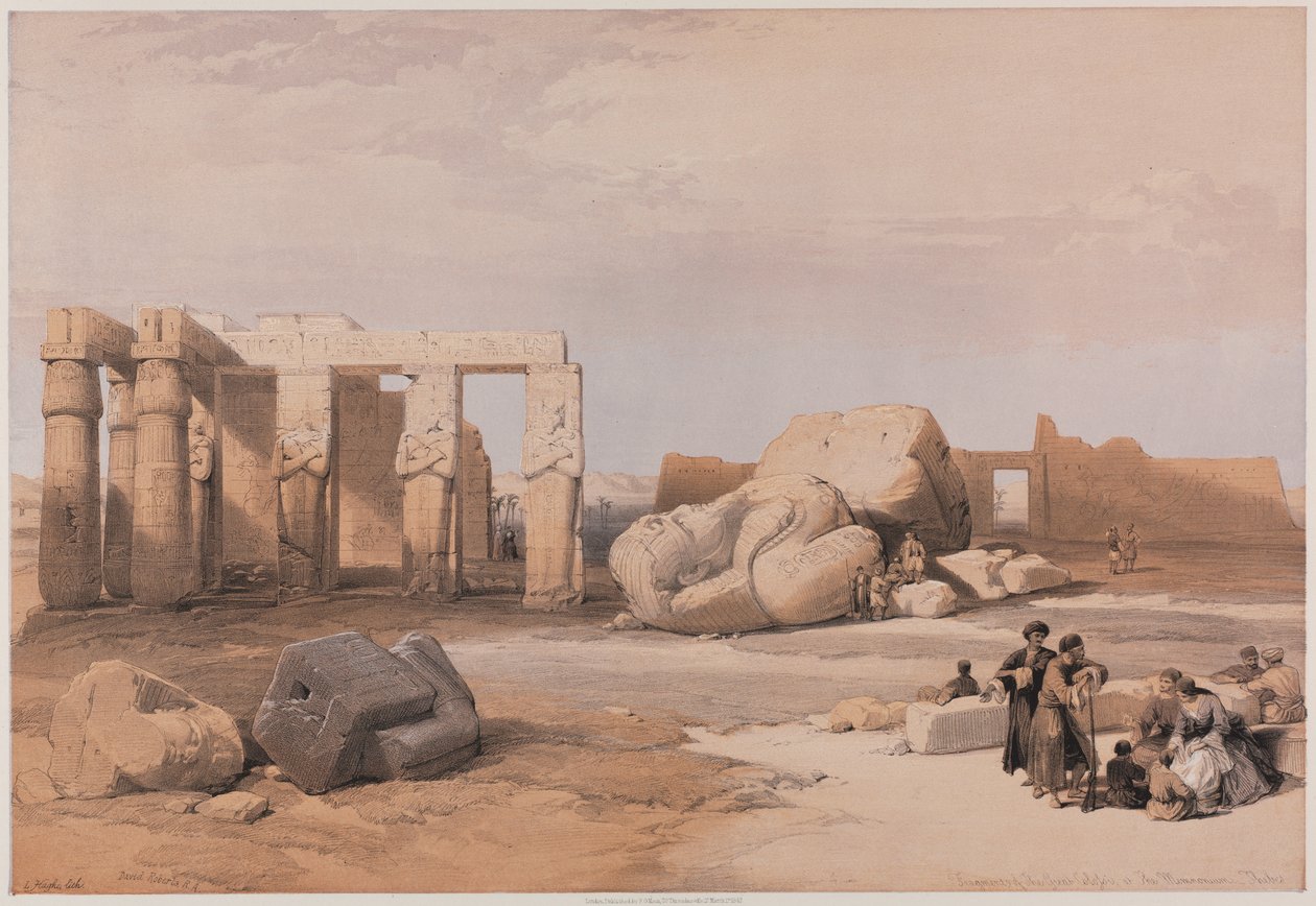 Egypt a Núbie, svazek II: Fragmenty velkých kolosů v Memnoniu, Théby od Louis Haghe