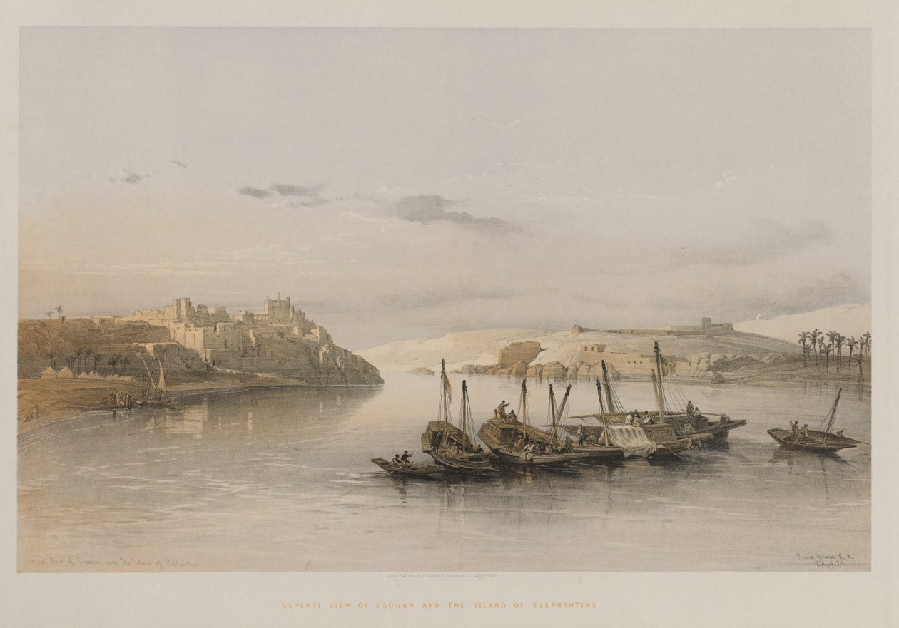 Egypt a Núbie, svazek II: Celkový pohled na Esouan a ostrov Elephantine, 1848. od Louis Haghe