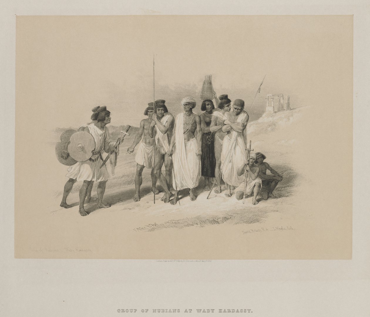 Egypt a Núbie, svazek II: Skupina Núbijců-Wady Kardasey, 1847. od Louis Haghe