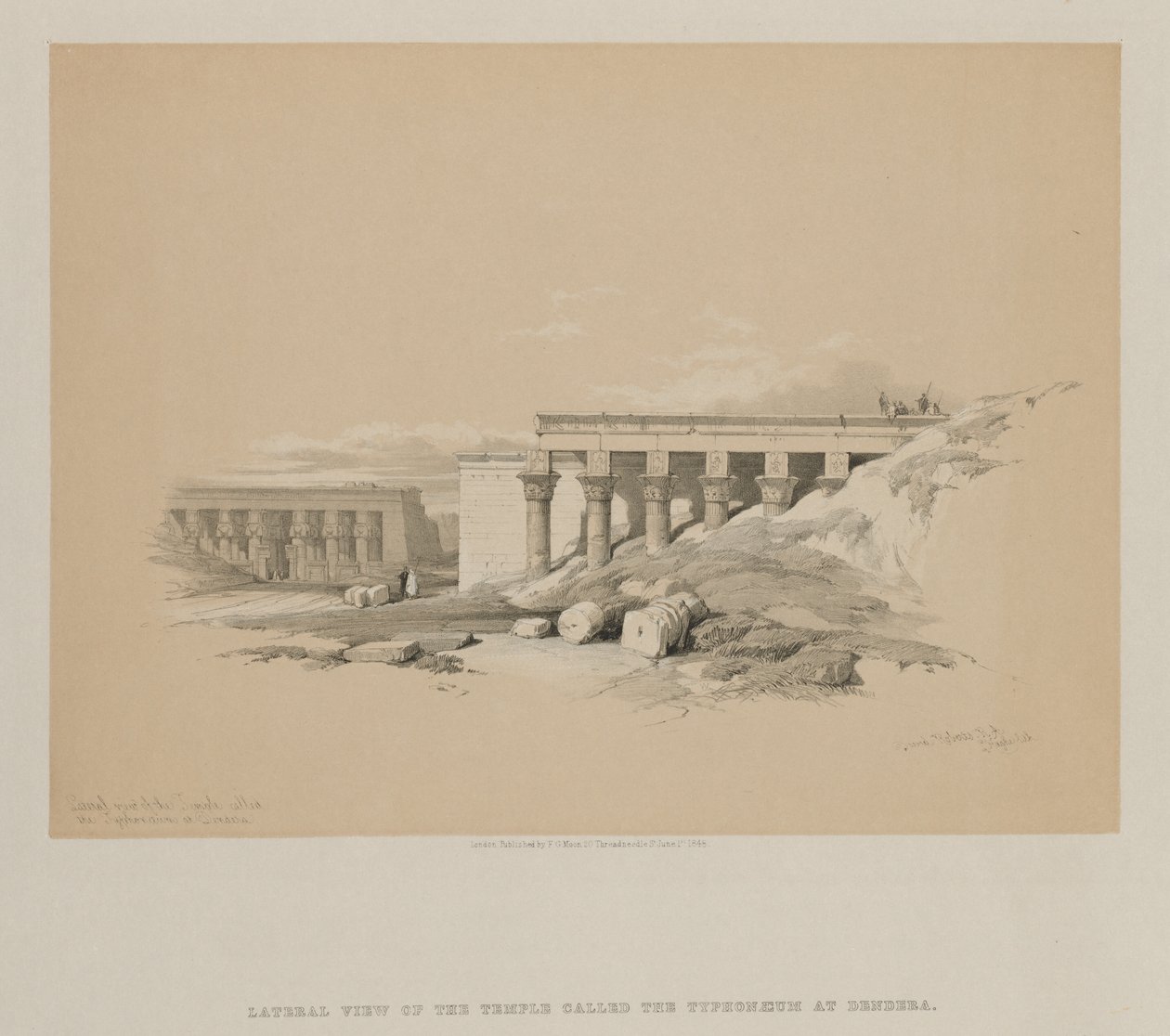 Egypt a Núbie, svazek II: Boční pohled na chrám s názvem Tyfoneum v Denderě, 1848. od Louis Haghe