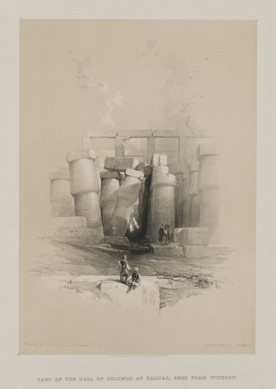 Egypt a Núbie, svazek II: Část síně sloupů v Karnaku, Théby, 1847. od Louis Haghe