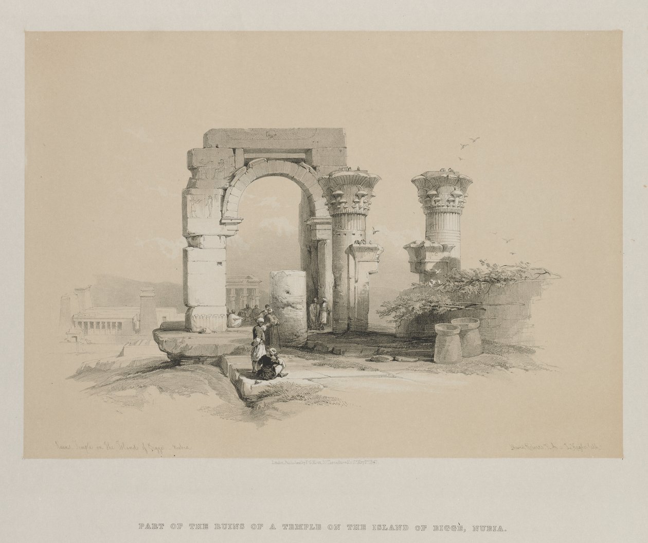 Egypt a Núbie, svazek II: Ruiny - Chrám na ostrově Biggeh, Núbie, 1847. od Louis Haghe