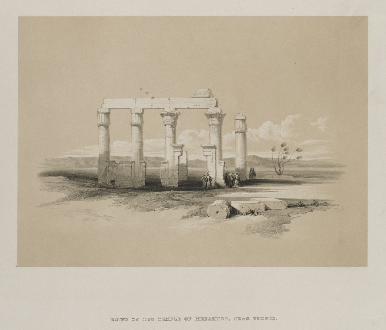 Egypt a Núbie, svazek II: Ruiny chrámu Madamoud, v Thébách, 1847. od Louis Haghe