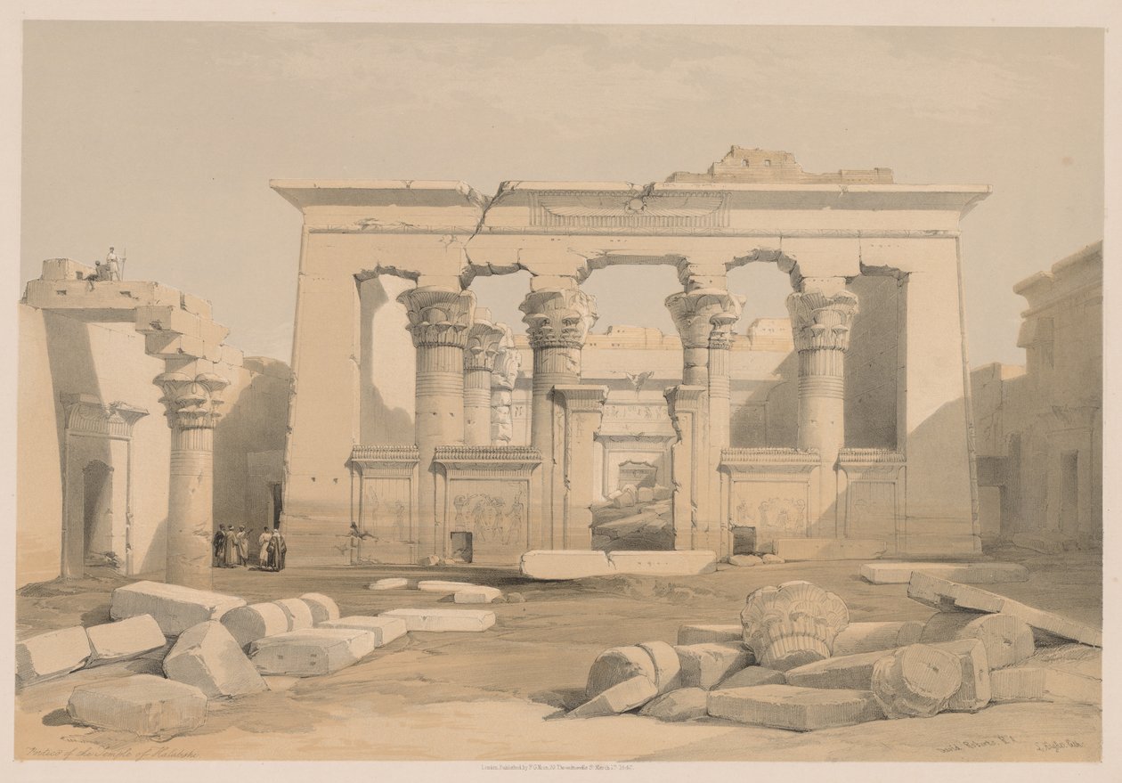 Egypt a Núbie: svazek I – č. 28, Portico of the Temple of Kalabshi, 1838. od Louis Haghe