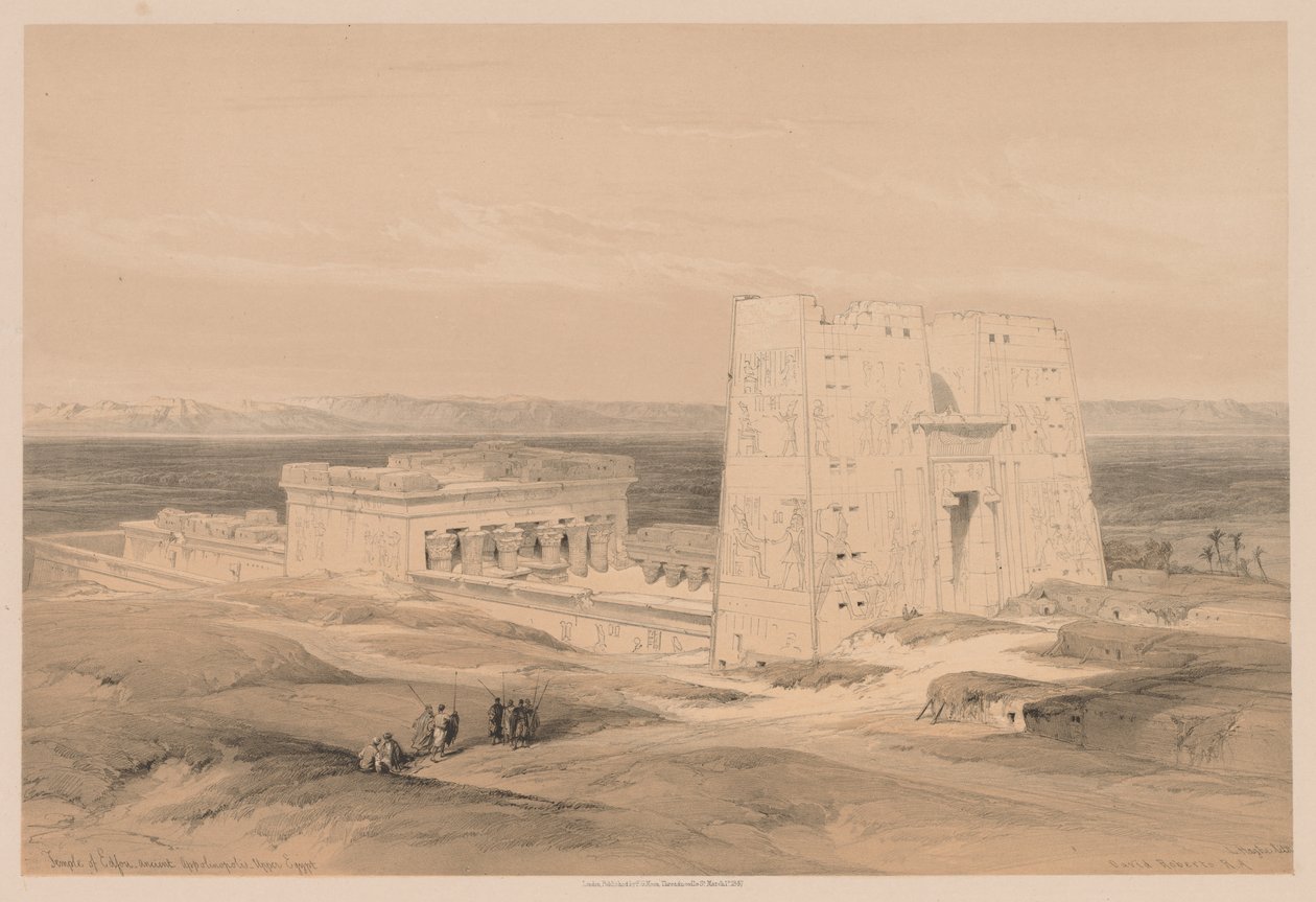 Egypt a Núbie: svazek I – č. 34, chrám v Edfou. Starověké Appolinopolis, Horní Egypt od Louis Haghe