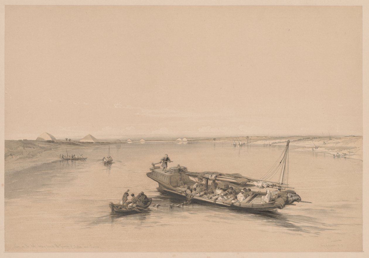 Egypt a Núbie: svazek I – č. 4, Lodě otroků na Nilu, Pohled pohledem..., 1838. od Louis Haghe