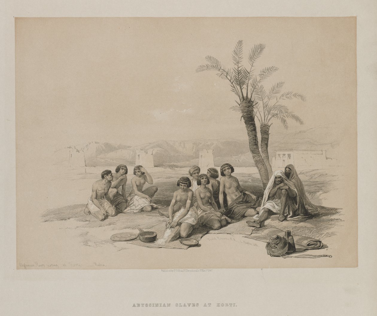 Egypt and Nubia, Volume I: Habessinian Slaves Resting at Korti-Nubia, 1847. od Louis Haghe