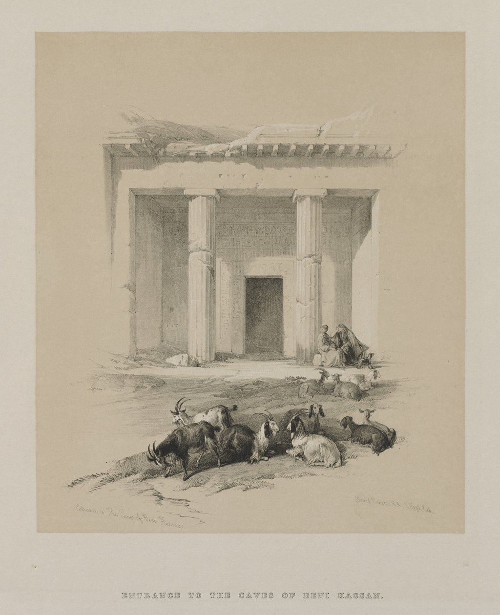 Egypt a Núbie, svazek I: Vstup do jeskyní Beni-Hasan, 1847. od Louis Haghe