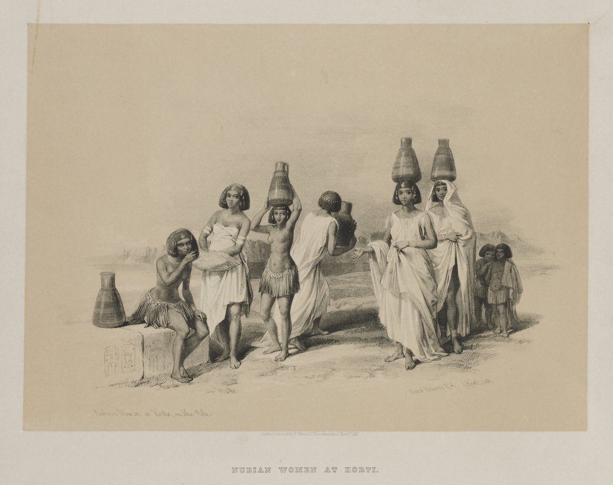 Egypt a Núbie, svazek I: Núbijské ženy v Kortie, na Nilu, 1847. od Louis Haghe