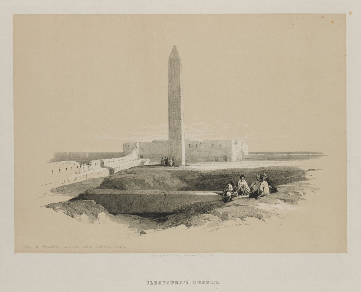 Egypt a Núbie, svazek I: Obelisk v Alexandrii, běžně nazývaný Kleopatřina jehla, 1846. od Louis Haghe
