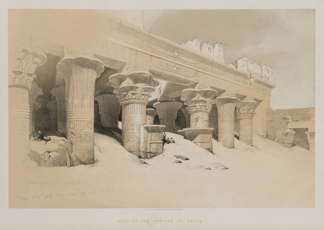 Egypt a Núbie Volume I: Portico of the Temple Edfou, Horní Egypt od Louis Haghe