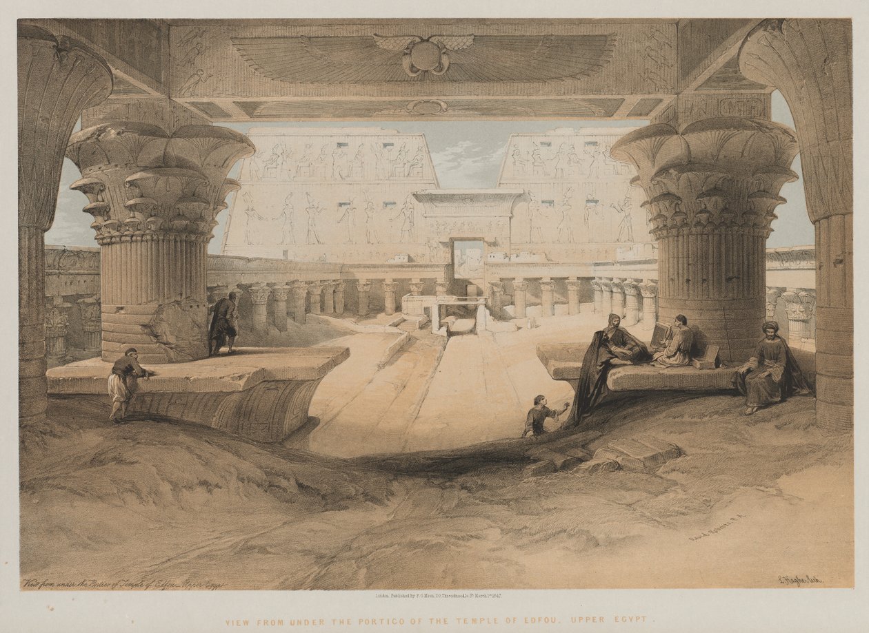 Egypt and Nubia, Volume I: View from under Portico of the Temple of Edfou, Horní Egypt, 1847. od Louis Haghe