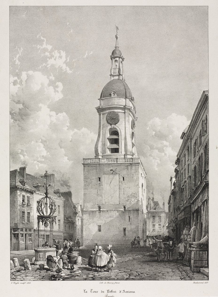 Malebné a romantické cesty ve staré Francii, Picardie: Zvonice v Amiens..., 1835. od Louis Haghe