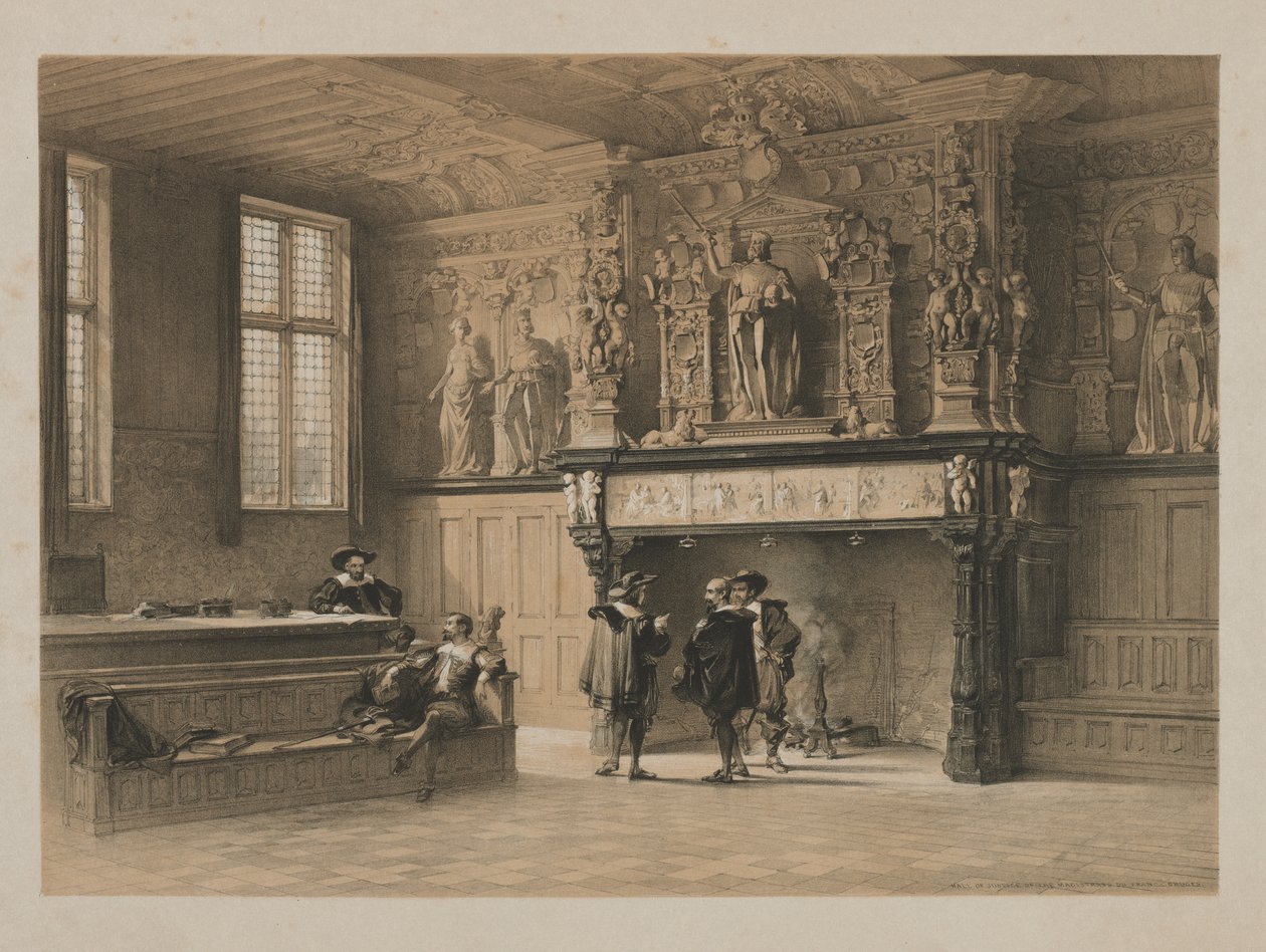 Sketches in Belgium and Germany, Volume I: Hall of Justice of the Magistrates du Franc, Bruges od Louis Haghe