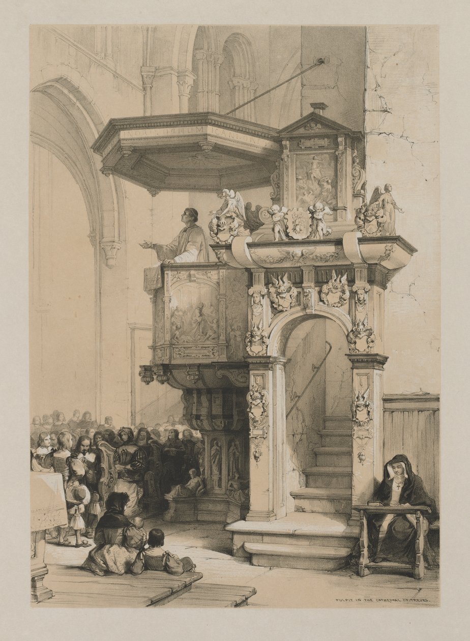 Skici v Belgii a Německu, svazek I: Kazatelna v katedrále Treves, 1840. od Louis Haghe