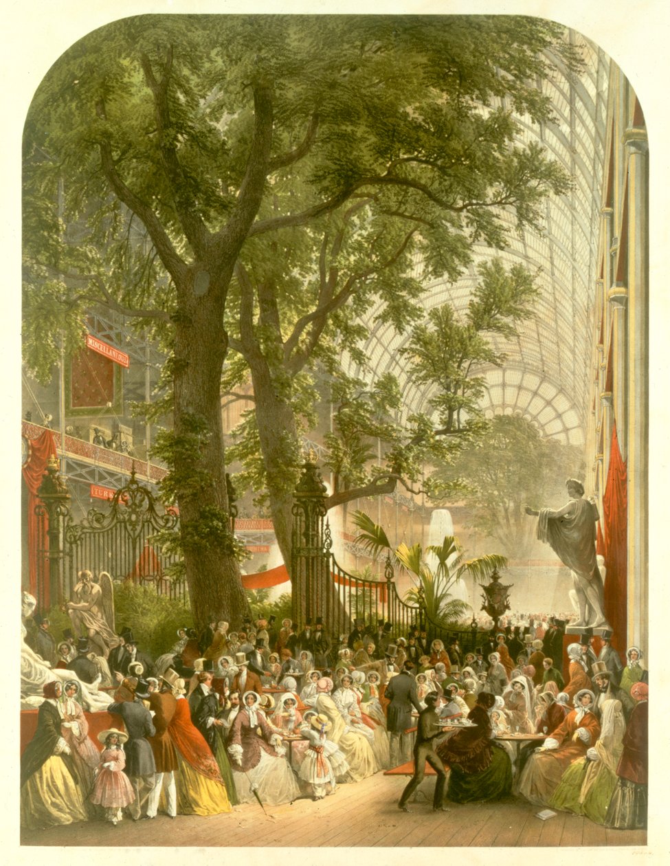 Příčná loď křišťálového paláce, 1851 (barevné lito) od Louis Haghe