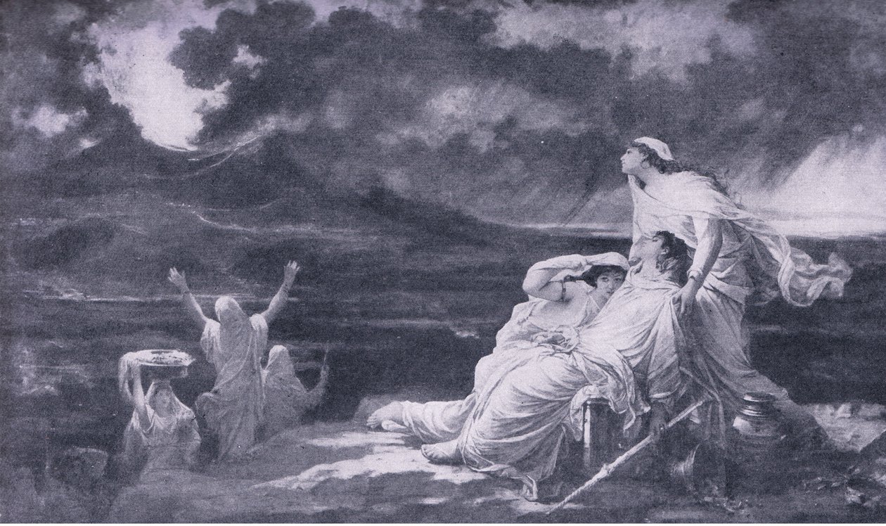 Herculaneum: Erupce Vesuvu, ilustrace ze Světové knihovny nejlepších knih, kolem roku 1940 od Louis Hector Leroux